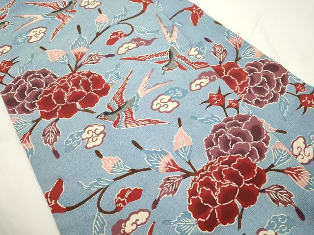 平和屋着物●浦野理一　型染　九寸名古屋帯　花鳥文　正絹　逸品　CABJ2360dy