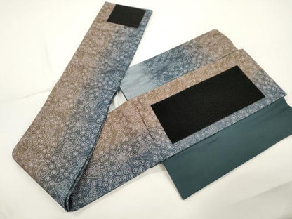 平和屋着物●ワンタッチつけ帯　魚　銀通し地　さが美扱い　正絹　逸品　CABJ2361dy