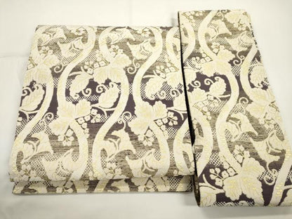 平和屋着物●つけ帯　輪奈織　立涌桐文　金糸　正絹　逸品　CABJ2364dy