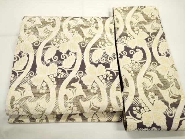 平和屋着物●つけ帯　輪奈織　立涌桐文　金糸　正絹　逸品　CABJ2364dy
