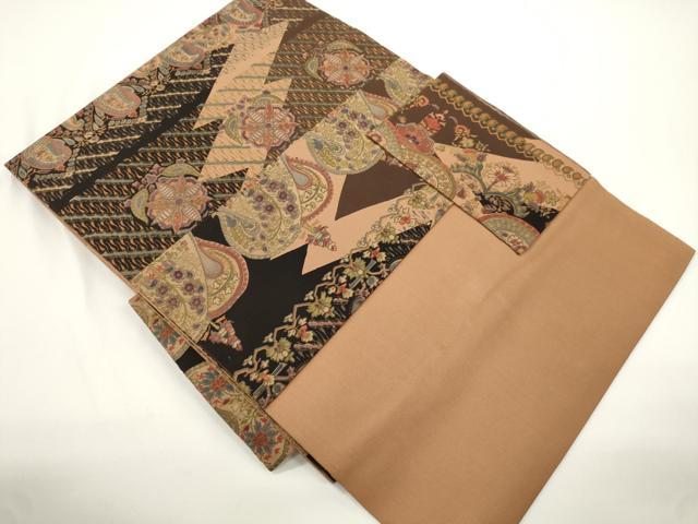 平和屋着物●塩瀬　つけ帯　更紗花文　正絹　逸品　CABJ2365dy