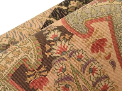 平和屋着物●塩瀬　つけ帯　更紗花文　正絹　逸品　CABJ2365dy