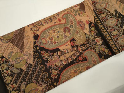 平和屋着物●塩瀬　つけ帯　更紗花文　正絹　逸品　CABJ2365dy