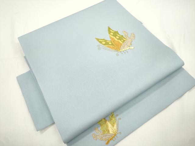 平和屋着物●塩瀬　つけ帯　総刺繍　駒刺繍　舞蝶文　金糸　正絹　逸品　CABJ2366dy