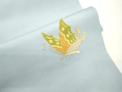 平和屋着物●塩瀬　つけ帯　総刺繍　駒刺繍　舞蝶文　金糸　正絹　逸品　CABJ2366dy