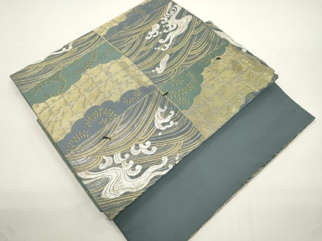 平和屋着物●つけ帯　立波文　金銀糸　正絹　逸品　CABJ2370dy