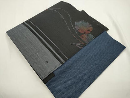 平和屋着物●つけ帯　紬地　幾何学丸文　正絹　逸品　CABJ2372dy