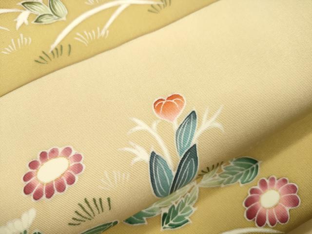 平和屋着物●ワンタッチつけ帯　草花文　金彩　正絹　逸品　CABJ2373dy