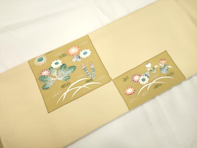 平和屋着物●ワンタッチつけ帯　草花文　金彩　正絹　逸品　CABJ2373dy