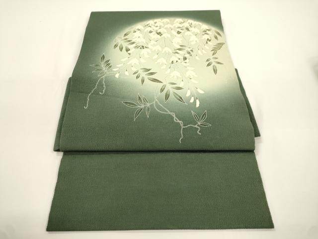 平和屋着物●つけ帯　草花文　金彩　鬼しぼ縮緬　正絹　逸品　CABJ2374dy