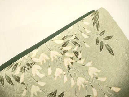 平和屋着物●つけ帯　草花文　金彩　鬼しぼ縮緬　正絹　逸品　CABJ2374dy