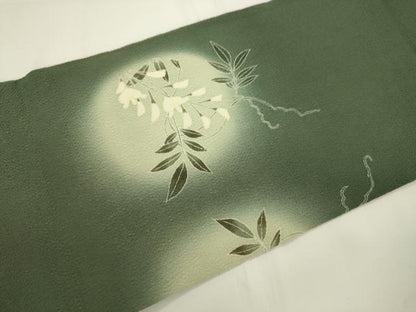平和屋着物●つけ帯　草花文　金彩　鬼しぼ縮緬　正絹　逸品　CABJ2374dy