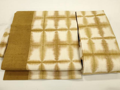 平和屋着物●つけ帯　紬地　板締め絞り　格子柄　正絹　逸品　CABJ2375dy