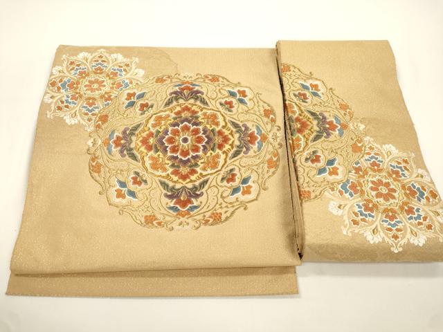 平和屋着物●つけ帯　唐織　正倉院花文　金糸　正絹　逸品　CABJ2377dy