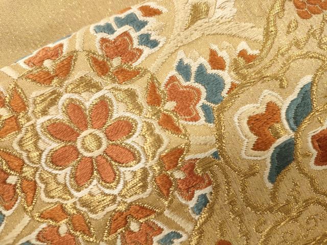 平和屋着物●つけ帯　唐織　正倉院花文　金糸　正絹　逸品　CABJ2377dy