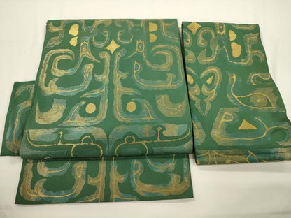 平和屋着物●洛風林　工芸帯地　つけ帯　幾何学文　金糸　正絹　逸品　CABJ2380dy