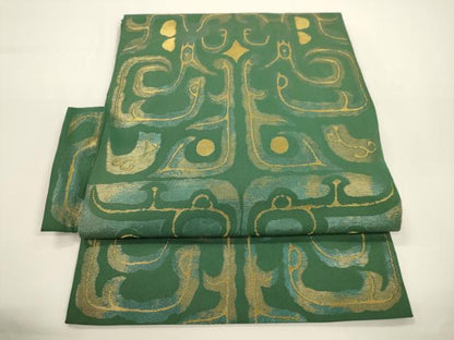 平和屋着物●洛風林　工芸帯地　つけ帯　幾何学文　金糸　正絹　逸品　CABJ2380dy