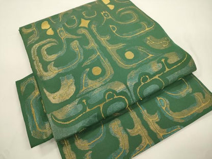 平和屋着物●洛風林　工芸帯地　つけ帯　幾何学文　金糸　正絹　逸品　CABJ2380dy