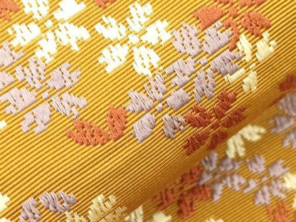 平和屋着物●本場筑前博多織　半幅帯　舞桜文　正絹　逸品　CABJ2385dy
