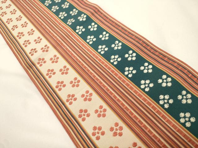平和屋着物●本場筑前博多織　半幅帯　舞梅間道　証紙付き　正絹　逸品　CABJ2388dy