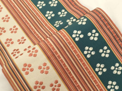 平和屋着物●本場筑前博多織　半幅帯　舞梅間道　証紙付き　正絹　逸品　CABJ2388dy