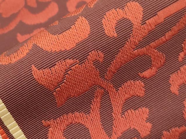 平和屋着物●本場筑前博多織　半幅帯　献美　更紗文　証紙付き　正絹　逸品　CABJ2390dy