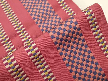 平和屋着物●本場筑前博多織　半幅帯　格子柄　西村織物謹製　証紙付き　正絹　逸品　CABJ2392dy