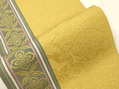 平和屋着物●本場筑前博多織　半幅帯　幾何学花文　正絹　逸品　CABJ2393dy