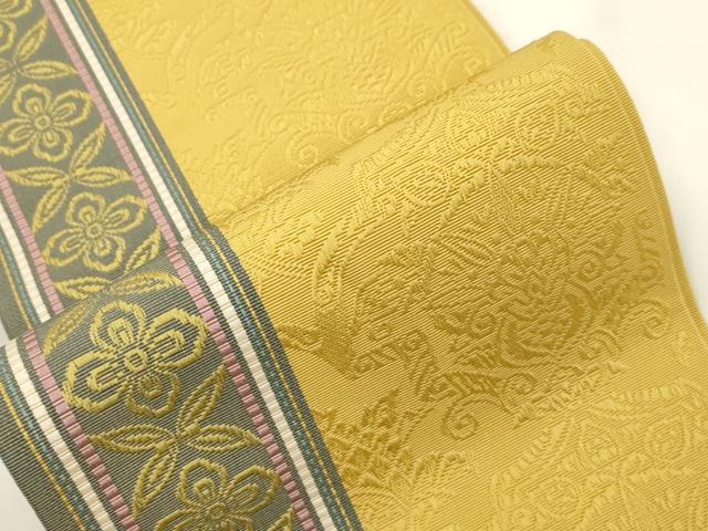 平和屋着物●本場筑前博多織　半幅帯　幾何学花文　正絹　逸品　CABJ2393dy