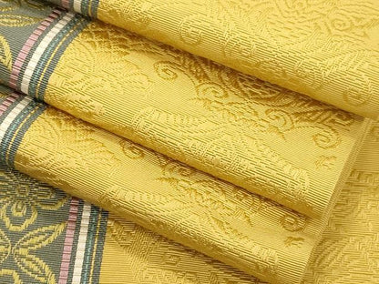 平和屋着物●本場筑前博多織　半幅帯　幾何学花文　正絹　逸品　CABJ2393dy