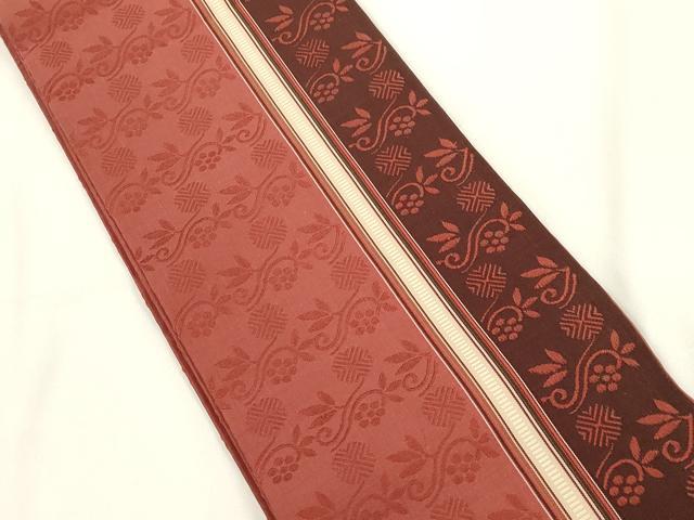平和屋着物●本場筑前博多織　半幅帯　花唐草文　正絹　逸品　CABJ2398dy