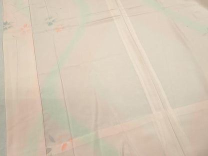 平和屋着物●長襦袢　無双仕立て　手描き　枝花文　暈し染め　半衿刺繍　正絹　逸品　CABJ2407ze
