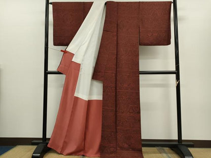 平和屋着物●上質な小紋　エジプト壁画文様　正絹　逸品　CABJ2412ze