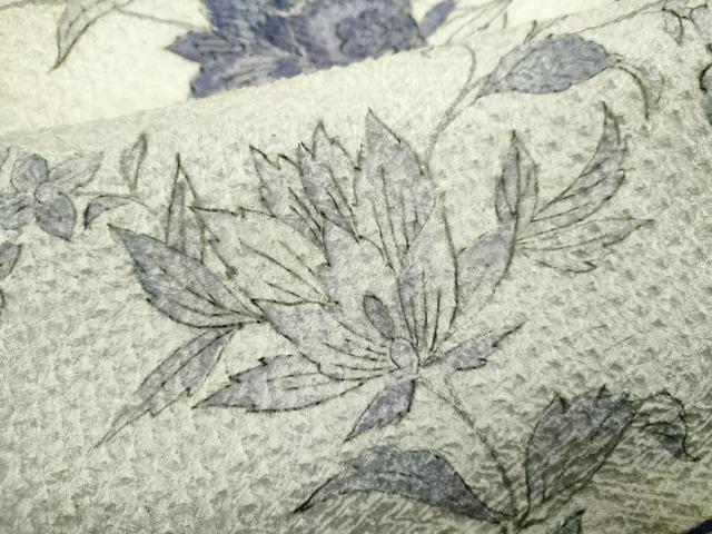 平和屋着物●上質な小紋　総刺繍　手描き　更紗花文　正絹　逸品　未使用　CABJ2413ze