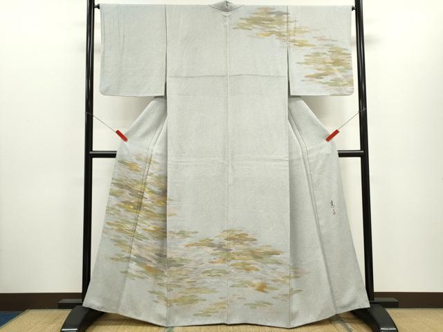 平和屋着物●京友禅の第一人者　松井青々　訪問着　駒刺繍　霞文　金彩　正絹　逸品　CABJ2415ze