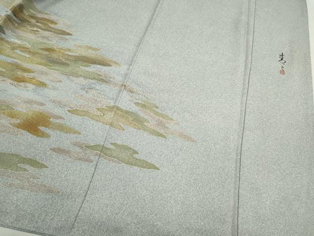 平和屋着物●京友禅の第一人者　松井青々　訪問着　駒刺繍　霞文　金彩　正絹　逸品　CABJ2415ze