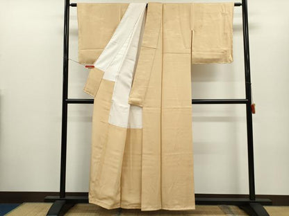 平和屋着物●上質な色無地　流水草花地紋　肌色　正絹　逸品　未使用　CABJ2420ze