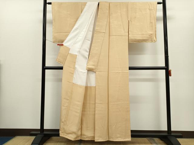 平和屋着物●上質な色無地　流水草花地紋　肌色　正絹　逸品　未使用　CABJ2420ze