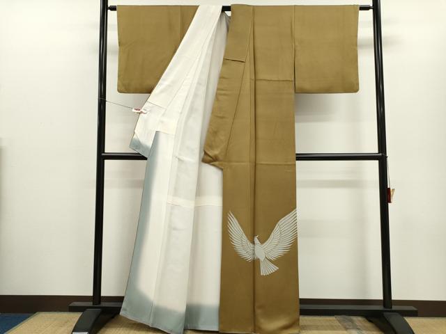平和屋着物●染色作家　斉藤三才　色留訪問着　三才鳥　正絹　逸品　CABJ2421ze