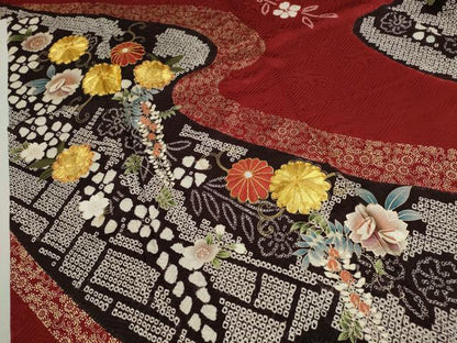 平和屋着物●豪華振袖　駒刺繍　絞り　花唐草文　金銀彩　京都着物友禅扱い　正絹　逸品　CABJ2422ze