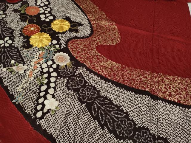 平和屋着物●豪華振袖　駒刺繍　絞り　花唐草文　金銀彩　京都着物友禅扱い　正絹　逸品　CABJ2422ze