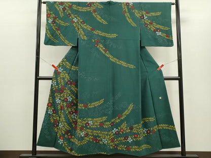 平和屋着物●訪問着　作家物　絞り　草花文　正絹　逸品　CABJ2423ze
