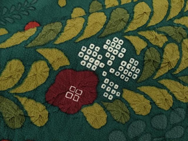 平和屋着物●訪問着　作家物　絞り　草花文　正絹　逸品　CABJ2423ze