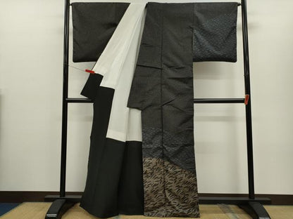 平和屋着物●本場縞大島紬　訪問着　草木文　正絹　逸品　CABJ2427ze