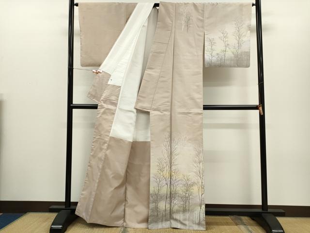 平和屋着物●訪問着　紬地　樹林文　暈し染め　正絹　逸品　CABJ2430ze