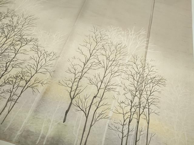 平和屋着物●訪問着　紬地　樹林文　暈し染め　正絹　逸品　CABJ2430ze