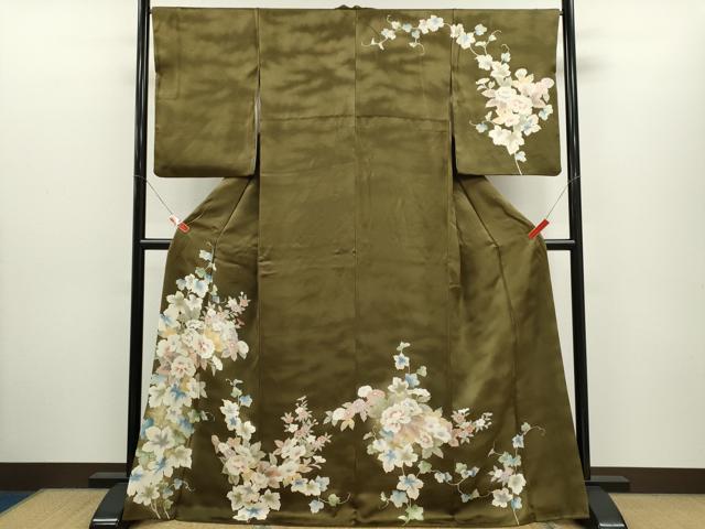 平和屋着物●訪問着　刺繍　枝花文　金彩　正絹　逸品　CABJ2431ze
