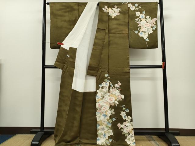 平和屋着物●訪問着　刺繍　枝花文　金彩　正絹　逸品　CABJ2431ze