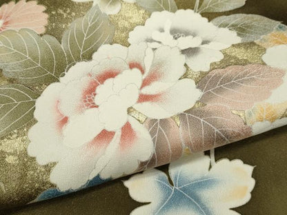 平和屋着物●訪問着　刺繍　枝花文　金彩　正絹　逸品　CABJ2431ze