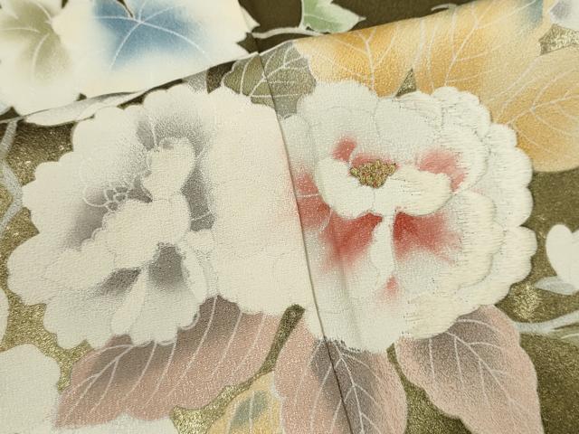平和屋着物●訪問着　刺繍　枝花文　金彩　正絹　逸品　CABJ2431ze